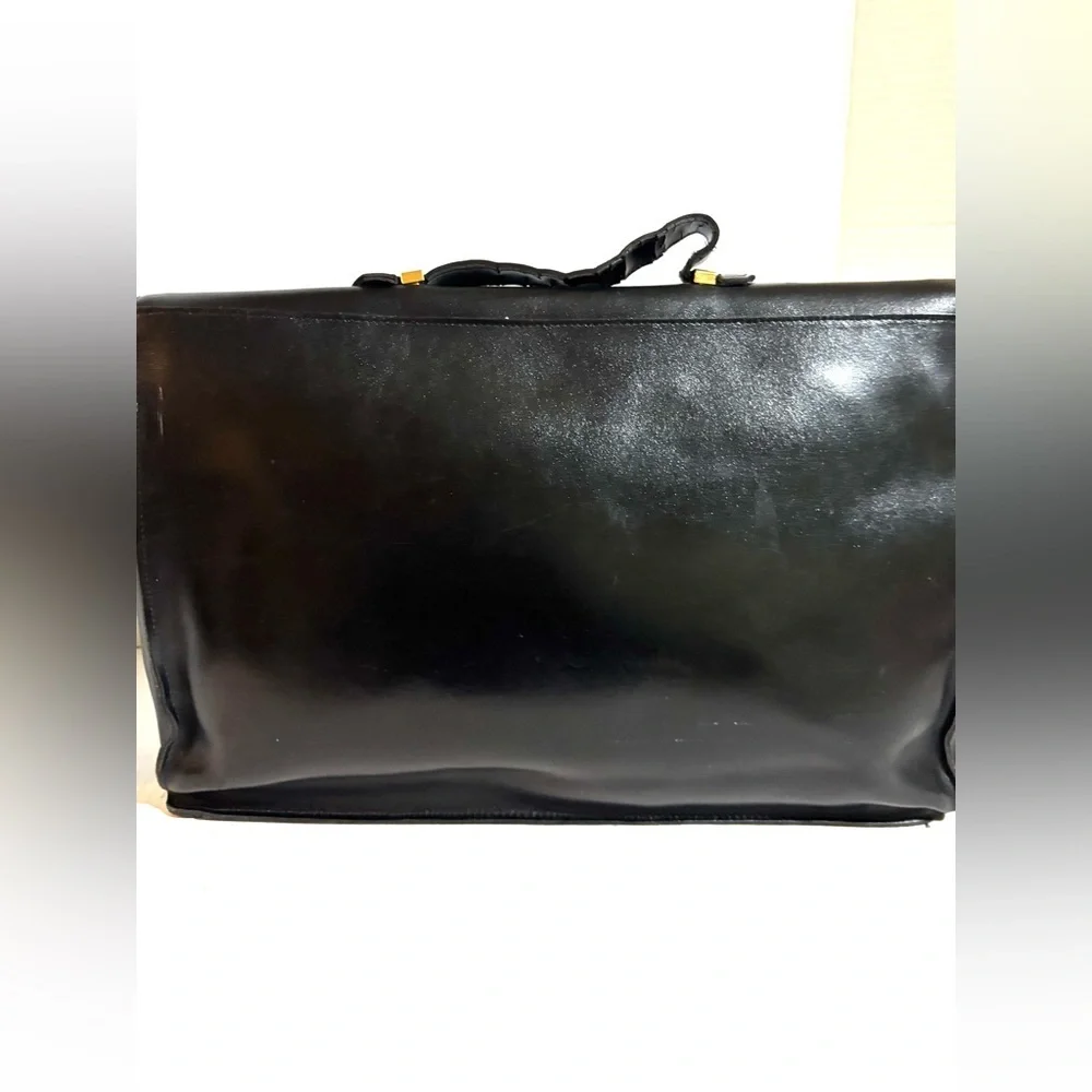 Vintage Black Leather Messenger Bag
